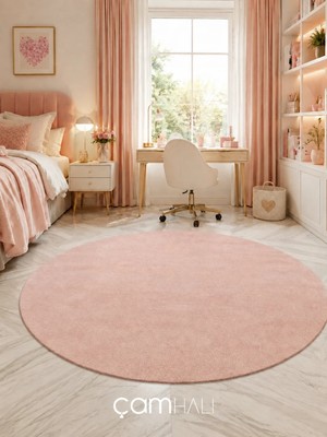 Eko Halı Zen 01 Pink Daire Hav Toz Vermez Yumuşak Dokulu Salon Halısı Oturma Odası Halısı Yatak Odası Halısı Çocuk Odası Halısı Koridor Halısı Mutfak Halısı Modern Makine Halısı