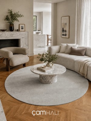 Eko Halı Zen 01 Grey Daire Hav Toz Vermez Yumuşak Dokulu Salon Halısı Oturma Odası Halısı Yatak Odası Halısı Çocuk Odası Halısı Koridor Halısı Mutfak Halısı Modern Makine Halısı