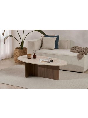 Rani Home Orta Sehpa Traverten - Venedik Cevizi 120 cm AB-5356
