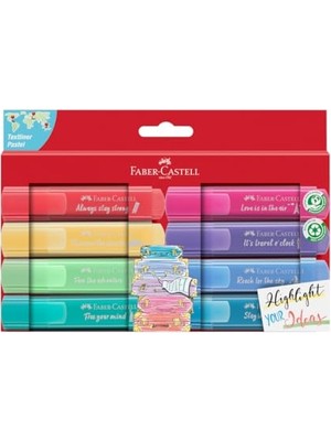 Die Grup Faber-Castell Fosforlu Kalem Seti, 8’li, Pastel Renkler, Kutulu, Su Bazlı Mürekkep, Kesik Uç, 3 Farklı Çizgi Kalınlığı