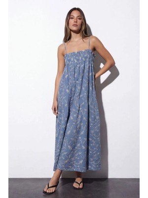 Quzu 26YELB02044 Indigo Elbise Indigo - M