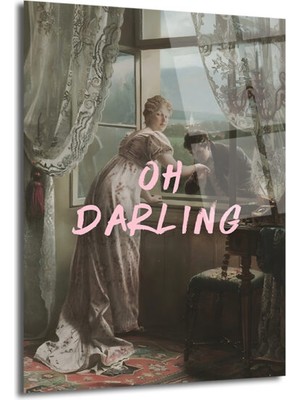 GLAZELLA Oh Darling: Vintage Romantik Anlar Cam Tablo