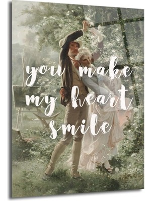GLAZELLA Romantik Dans 'you Make My Heart Smile' Temalı Sanatsal Cam Tablo