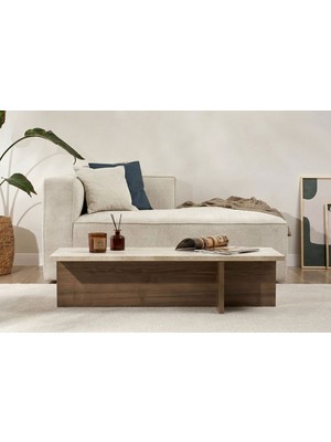 Rani Home Orta Sehpa Traverten - Milano Ceviz 120 cm AB-5300