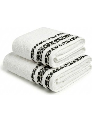 Mira Home 2 Parça Banyo Havlu Seti %100 Pamuk 70X140+50X90 cm Savana Beyaz