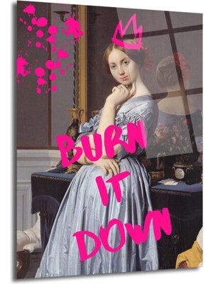 GLAZELLA "burn It Down" Temalı Modern Klasik Cam Tablo