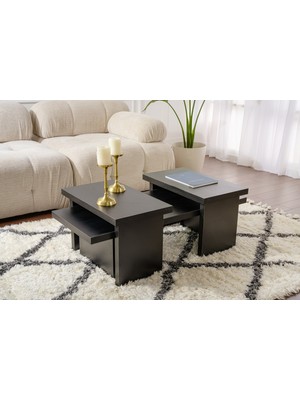 Rani Home Orta Sehpa Ahşap Desenli Siyah 110 cm AB-5227