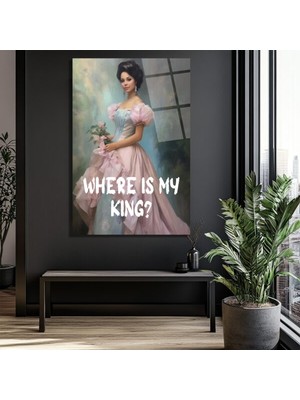 GLAZELLA "nerede Benim Kralım?" Romantik Portre Temalı Sanatsal Cam Tablo