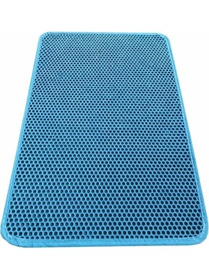 Die Grup Elekli Kedi Tuvalet Önü Paspası Kedi Kumu Paspası - 60X42CM Sert Plastik (Mavi)