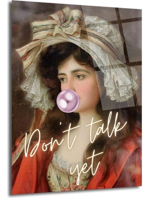 GLAZELLA Don't Talk Yet Bubblegum Kız Cam Tablo - Modern Sanat ve Klasik Şıklık