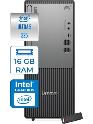 Lenovo Thinkcentre Neo 50T Gen 6 Intel Core Ultra 5 225 Upto 4.9ghz 16GB Ddr5 4tb SSD Intel® UHD Graphics 770 WIN11PRO Mini Tower Masaüstü Bilgisayar 13BD007UTRP05+ZETTAUSBBELLEK