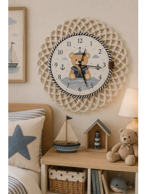 Home İnn Sevimli Denizci Ayıcık Temalı Çocuk Odası Saati 43 cm