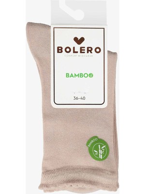 Bolero Kadın Premium Dikişsiz  Bambu Çorap Düz Vizon