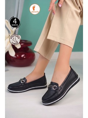 Albishoes Kadın 4 Noktalı Toka Detay Anatomik Kaymaz Taban Rahat Hafif Günlük Ayakkabı Anne Ayakkabı