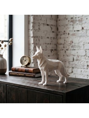 GRIFON3D Geometrik Alman Kurdu Heykeli Low Poly Köpek Figürü Dekoratif Obje 18 cm
