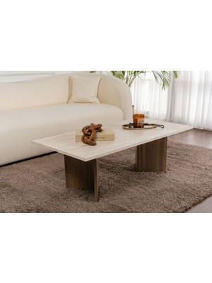 Rani Home Orta Sehpa Traverten - Venedik Cevizi 119 cm AB-5365
