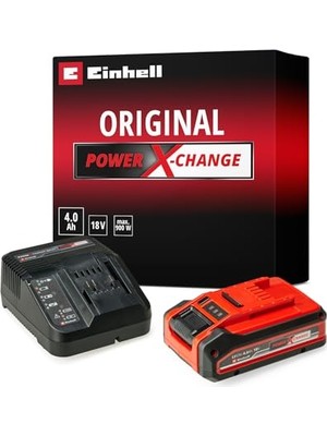 Die Grup Orijinal Einhell 4 Ah Plus Power X-Change Başlangıç Seti (1 x 18 V 4 Ah Akü, 1 x 3A Şarj Cihazı, 75 Dakika Şarj Süresi, Tüm Power X-Change Cihazları Için Uygundur) - 4512159
