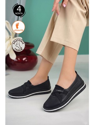 Albishoes Kadın 4 Noktalı Toka Detay Anatomik Kaymaz Taban Rahat Hafif Günlük Ayakkabı Anne Ayakkabı
