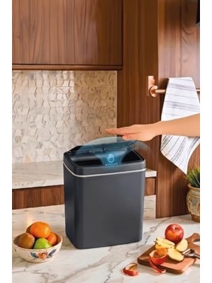 Die Grup Otomatik Hareket Sensörlü Çöp Kovası, Banyo Çöp Kovası, Çocuk Odası Çöp Sepeti, Çöp Kutusu, 11 Litre, 26X18X29 Cm, Beyaz, 2 Adet 1.5 V Aa Pil ile Çalışır (Piller Pakete Dahil Değildir)