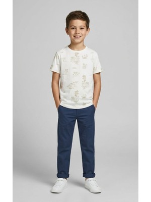 Losan 07-12 Yaş Arası Erkek Çocuk Ekru Palmiye T-Shirt - Ekru