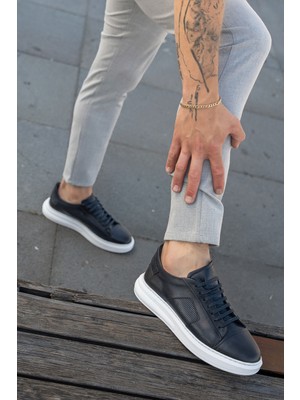 Panorama Erkek Kalın Beyaz Tabanlı Hakiki Deri Sneaker