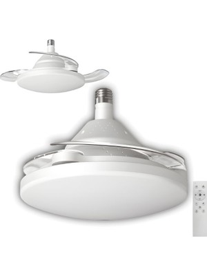 Cata CT-1156 Dolunay Fan Dimlenebilir LED Işıklı Hayalet Pervaneli Tavan Vantilatörü E27 Kumandalı 3 Renk Işık 72W
