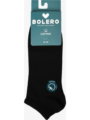 Bolero Erkek Dikişsiz Pamuk Patik Düz Siyah