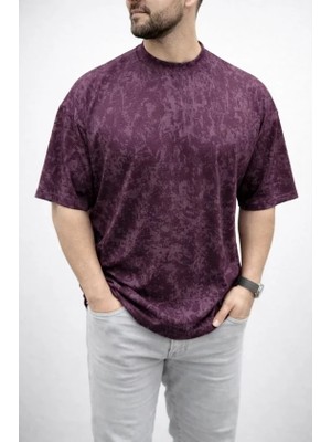 Etiler Collection Erkek Premium Tişört Osy Yumuşak Dokulu Yıkamalı Oversize T-Shirt - Bordo