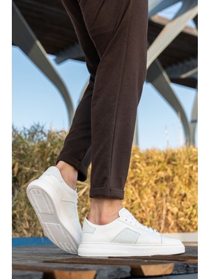 Panorama Erkek Kalın Beyaz Tabanlı Hakiki Deri Sneaker