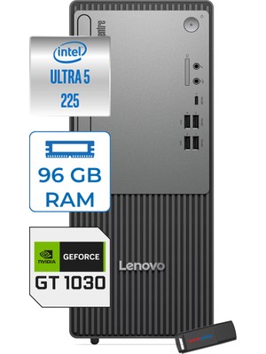 Lenovo Thinkcentre Neo 50T Gen 6 Intel Core Ultra 5 225 Upto 4.9ghz 96GB Ddr5 4tb SSD 4GB/GT1030  WIN11HOME Mini Tower Masaüstü Bilgisayar 13BD007UTR21H35+ZETTAUSBBELLEK