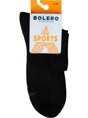 Bolero Unisex Dikişsiz Taban Havlu Kısa Spor Çorap Siyah