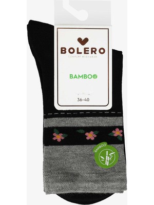 Bolero Kadın Premium Dikişsiz  Bambu Çorap Konç Çember Siyah