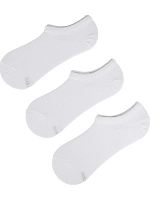 Bolero Unisex Görünmez Pamuk Çorap 3'lü Paket Beyaz