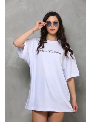 Etiler Collection Baskılı T-Shirt Kısa Kol Bisiklet Yaka Regular Rahat Kalıp Günlük Tişört - Beyaz