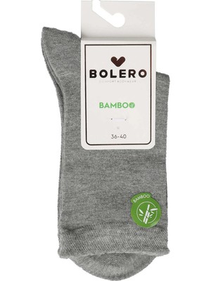 Bolero Kadın Premium Dikişsiz  Bambu Çorap Düz Gri
