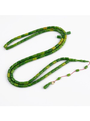 Lapisdo Kadim Katalin Eski Obje Usta Işi Imzalı 99'luk Kapsül Kesim 6.5X10MM Tesbih -Yeşil