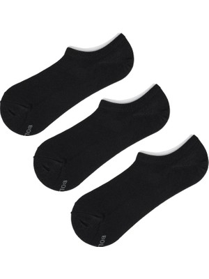 Bolero Unisex Görünmez Pamuk Çorap 3'lü Paket Siyah