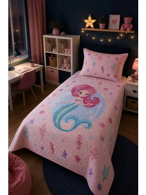 Evdek Bebek ve Çocuk Odası Mermaid Pearl – Inci Deniz Kızı Tek Kişilik Pike Takımı 160X230 cm 6ETD14