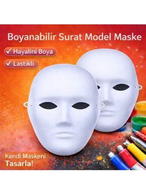 Boyanabilir Surat Model Maske – Lastikli | Kendin Tasarla