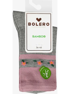 Bolero Kadın Premium Dikişsiz Bambu Çorap Konç Çember Gri