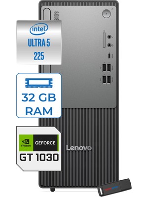 Lenovo Thinkcentre Neo 50T Gen 6 Intel Core Ultra 5 225 Upto 4.9ghz 32GB Ddr5 2tb SSD 4GB/GT1030  WIN11HOME Mini Tower Masaüstü Bilgisayar 13BD007UTR21H14+ZETTAUSBBELLEK