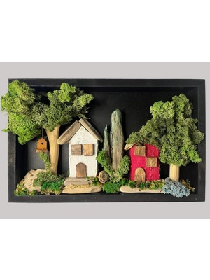 Minyatür Orman Evi Tablosu / Tamamen Doğal Ürünlerden Yapılmıştır.