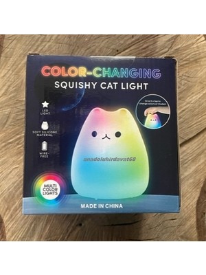 Dmr Pufuduk Lamba Mini Kedi Oyuncak Silikonlu 8 Farklı LED Işıklı Lamba
