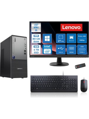 Lenovo Thinkcentre Neo 50T Gen 6 Intel Core Ultra 5 225 Upto 4.9ghz 80GB Ddr5 4tb SSD Intel® UHD Graphics 770 WIN11HOME +27" Fhd Monitör Masaüstü Bilgisayar 13BD007UTR27H30+ZETTAUSBBELLEK
