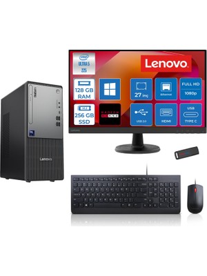 Lenovo Thinkcentre Neo 50T Gen 6 Intel Core Ultra 5 225 Upto 4.9ghz 128GB Ddr5 256GB SSD 4GB/RX550 WIN11HOME +27" Fhd Monitör Masaüstü Bilgisayar 13BD007UTR2727H36+ZETTAUSBBELLEK