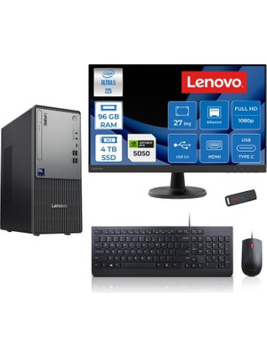 Lenovo Thinkcentre Neo 50T Gen 6 Intel Core Ultra 5 225 Upto 4.9ghz 96GB Ddr5 4tb SSD 8GB/RTX5050 Freedos +27" Fhd Monitör Masaüstü Bilgisayar 13BD007UTR2724F35+ZETTAUSBBELLEK