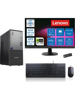 Lenovo Thinkcentre Neo 50T Gen 6 Intel Core Ultra 5 225 Upto 4.9ghz 128GB Ddr5 256GB SSD 4GB/GT730 Freedos +27" Fhd Monitör Masaüstü Bilgisayar 13BD007UTR2725F36+ZETTAUSBBELLEK