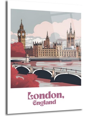 GLAZELLA Londra Big Ben Şehir Manzarası Cam Tablo