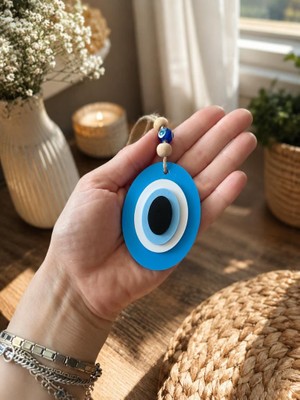 Plastik Çift Taraflı Nazar Boncuğu Duvar Süsü | Dekoratif Kapı Süsü | Araba Dikiz Ayna Süsü
