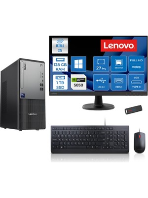 Lenovo Thinkcentre Neo 50T Gen 6 Intel Core Ultra 5 225 Upto 4.9ghz 128GB Ddr5 1tb SSD 8GB/RTX5050 WIN11HOME +27" Fhd Monitör Masaüstü Bilgisayar 13BD007UTR2724H38+ZETTAUSBBELLEK